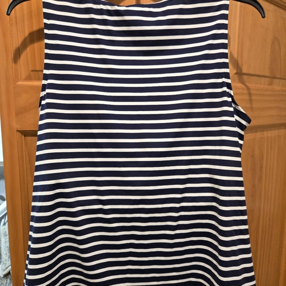 Lands End Striped Navy and White Sleeveless Swim Top - Picture 2 of 7